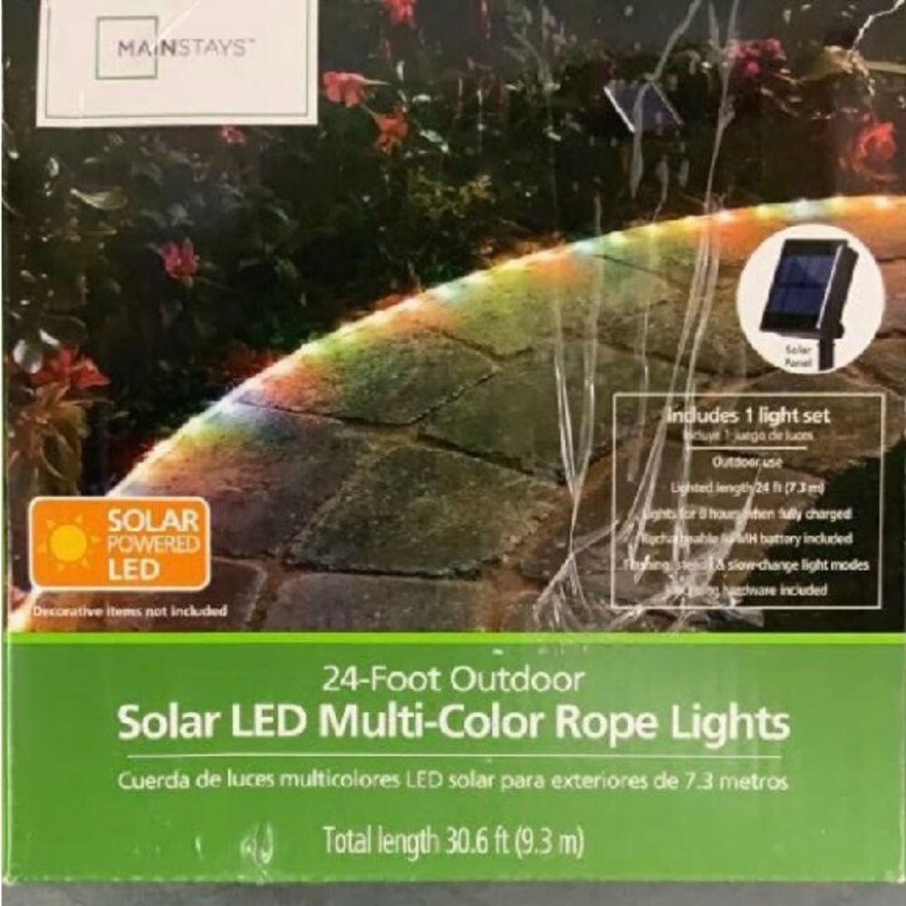 MAINSTAYS 30.6 FT SOLAR LED MULTI-COLOR ROPE LIGHTS